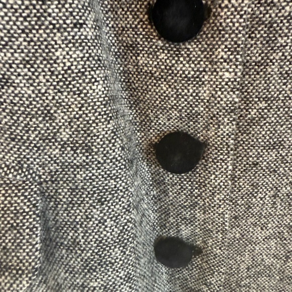 VINTAGE Gray Women's Blazer Jacket Black Velvet Details - Size 10 - Picture 2 of 9